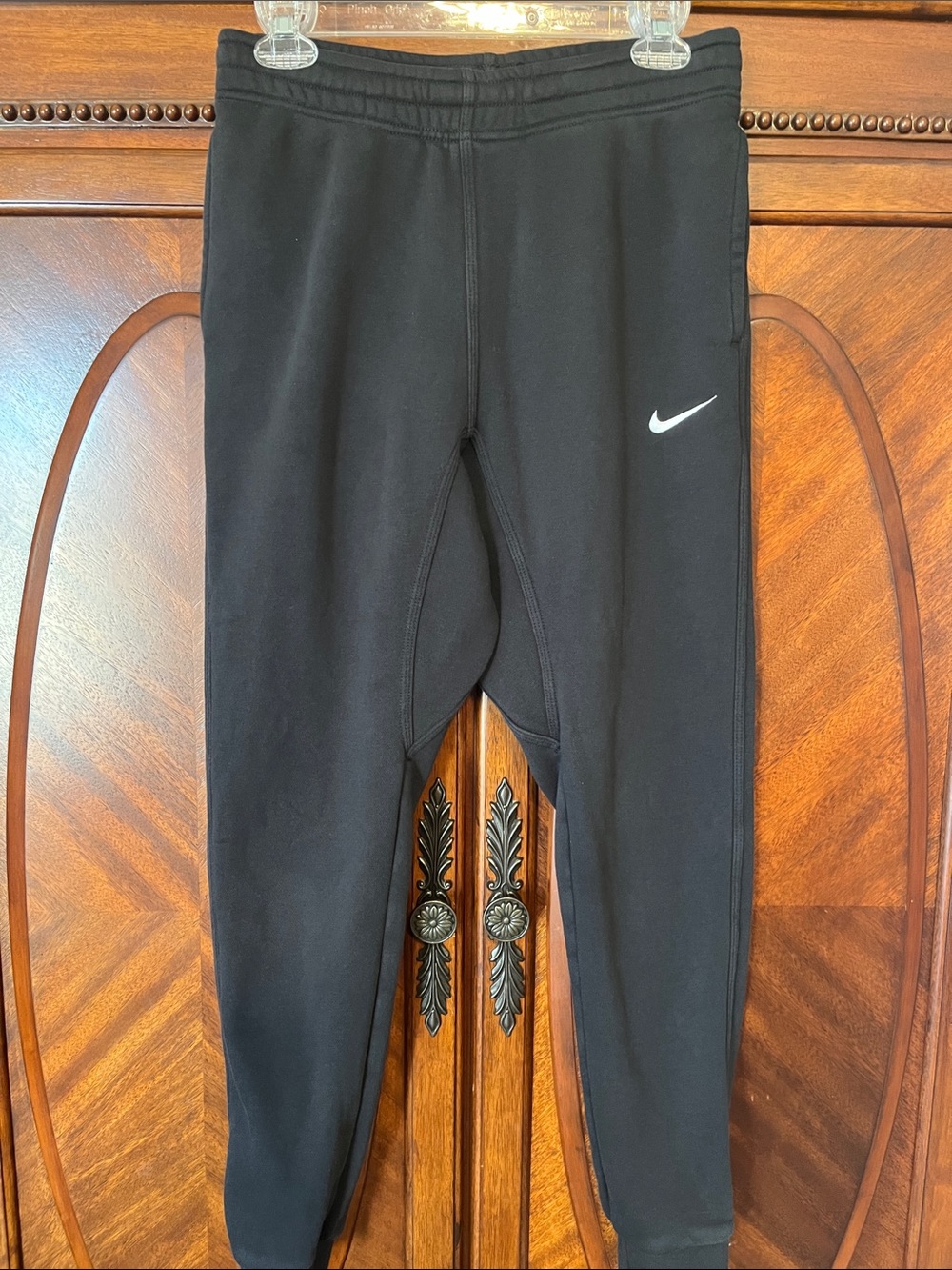 Nike Black Men’s Jogger Sweatpants with White Swoosh